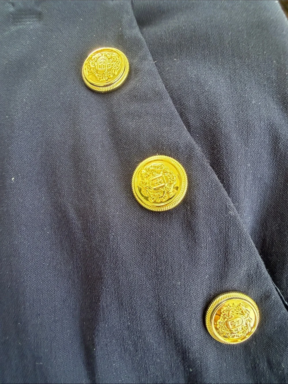 Chico's Wide Leg Ankle Pants with Decorative Nautical Gold Buttons